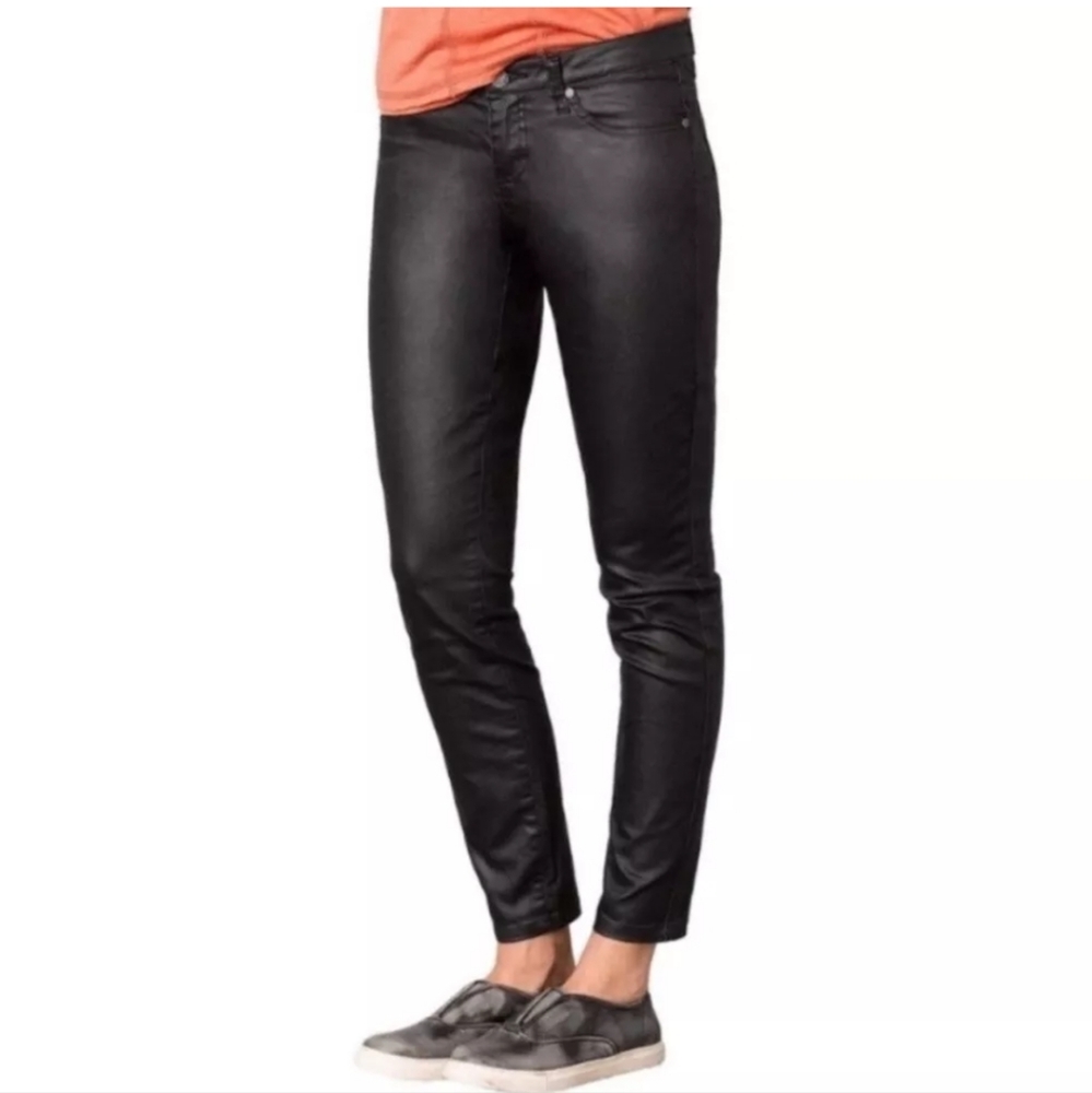 Prana Women's Size 14 Black Fitted Jett Coated Pants Organic Cotton New NWT
